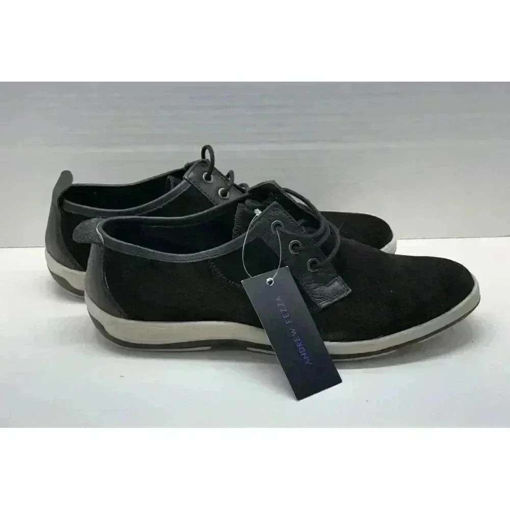 Andrew Fezza Men's Sz 8.5 Zac Oxford Suede Shoes with Leather Trim Black Display